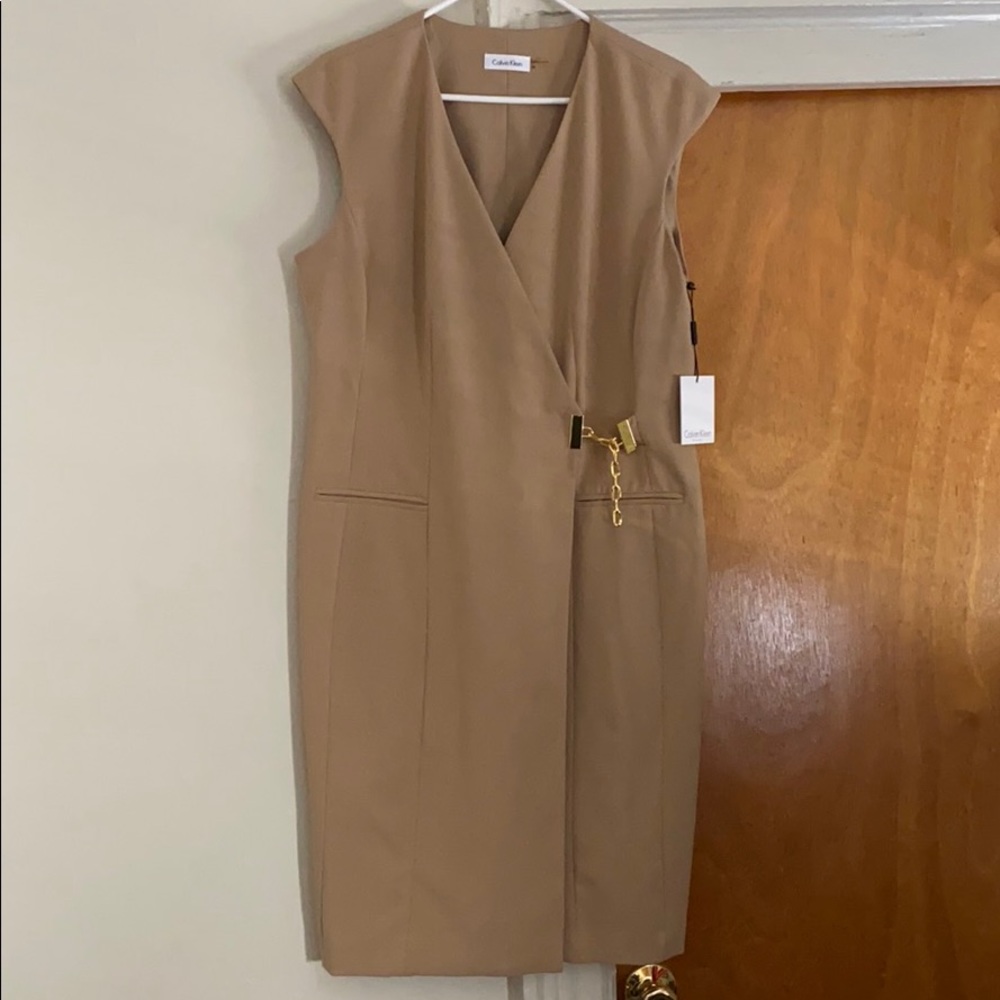 Calvin Klein Camel Wrap Dress
